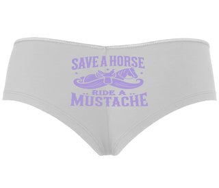 Save A Horse Ride A Mustache - White Boyshort