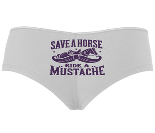 Save A Horse Ride A Mustache - White Boyshort