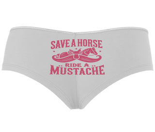 Save A Horse Ride A Mustache - White Boyshort