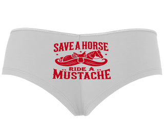 Save A Horse Ride A Mustache - White Boyshort