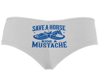 Save A Horse Ride A Mustache - White Boyshort