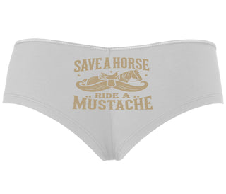 Save A Horse Ride A Mustache - White Boyshort