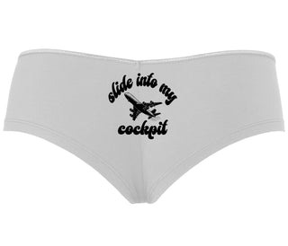 Slide Into My Cockpit - White Boyshort