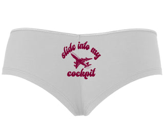 Slide Into My Cockpit - White Boyshort