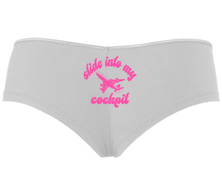 Slide Into My Cockpit - White Boyshort