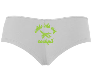 Slide Into My Cockpit - White Boyshort