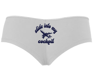 Slide Into My Cockpit - White Boyshort