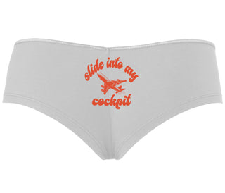 Slide Into My Cockpit - White Boyshort