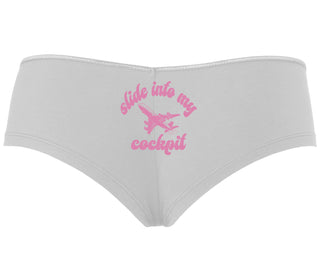Slide Into My Cockpit - White Boyshort