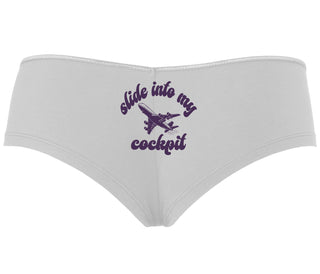 Slide Into My Cockpit - White Boyshort