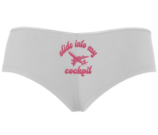 Slide Into My Cockpit - White Boyshort