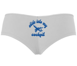 Slide Into My Cockpit - White Boyshort