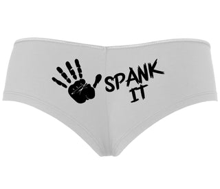 Spank It - Cute Hand Print - White Boyshort