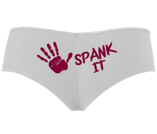 Spank It - Cute Hand Print - White Boyshort