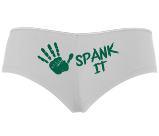 Spank It - Cute Hand Print - White Boyshort