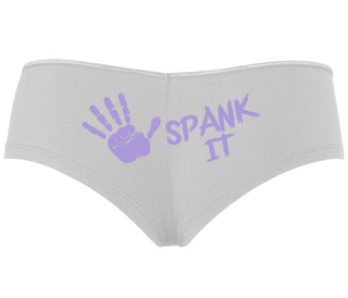 Spank It - Cute Hand Print - White Boyshort