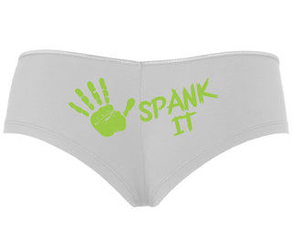 Spank It - Cute Hand Print - White Boyshort