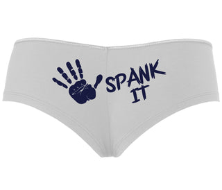 Spank It - Cute Hand Print - White Boyshort