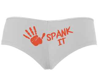 Spank It - Cute Hand Print - White Boyshort