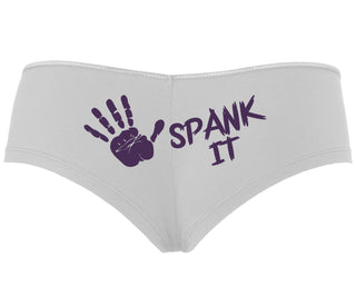 Spank It - Cute Hand Print - White Boyshort