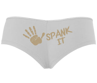 Spank It - Cute Hand Print - White Boyshort