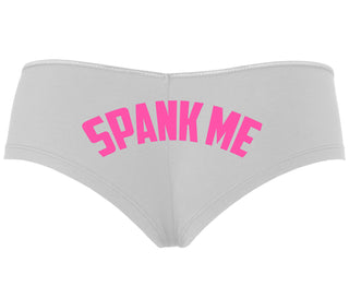 Spank Me - Bold Design - White Boyshort