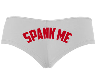 Spank Me - Bold Design - White Boyshort