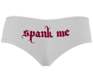 Spank Me - Goth Font - White Boyshort