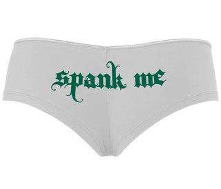 Spank Me - Goth Font - White Boyshort