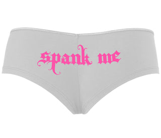 Spank Me - Goth Font - White Boyshort