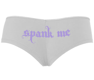 Spank Me - Goth Font - White Boyshort