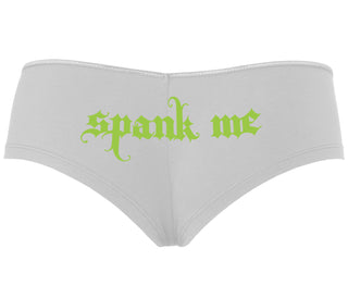 Spank Me - Goth Font - White Boyshort