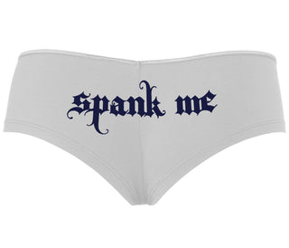 Spank Me - Goth Font - White Boyshort