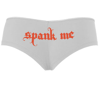 Spank Me - Goth Font - White Boyshort