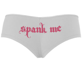 Spank Me - Goth Font - White Boyshort
