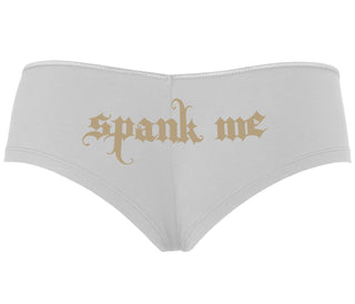Spank Me - Goth Font - White Boyshort