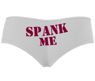 Spank Me. Stencil Design - White Boyshort