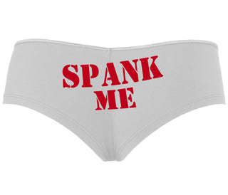 Spank Me. Stencil Design - White Boyshort