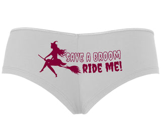 Save A Broom - Ride Me - Witch - White Boyshort