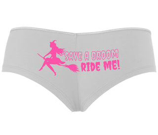Save A Broom - Ride Me - Witch - White Boyshort