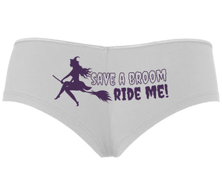 Save A Broom - Ride Me - Witch - White Boyshort