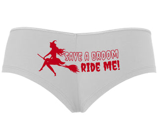 Save A Broom - Ride Me - Witch - White Boyshort