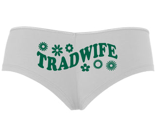 TradWife - Flower Design - White Boyshort
