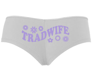 TradWife - Flower Design - White Boyshort
