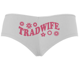 TradWife - Flower Design - White Boyshort