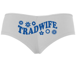 TradWife - Flower Design - White Boyshort