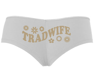TradWife - Flower Design - White Boyshort