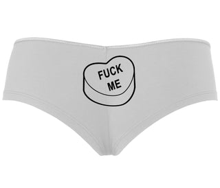Fuck Me - Valentines Day Candy - White Boyshort