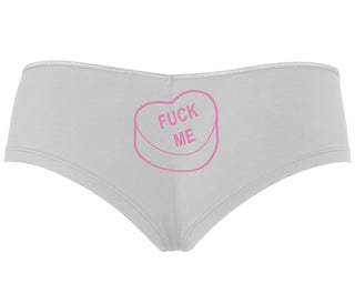 Fuck Me - Valentines Day Candy - White Boyshort