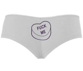 Fuck Me - Valentines Day Candy - White Boyshort